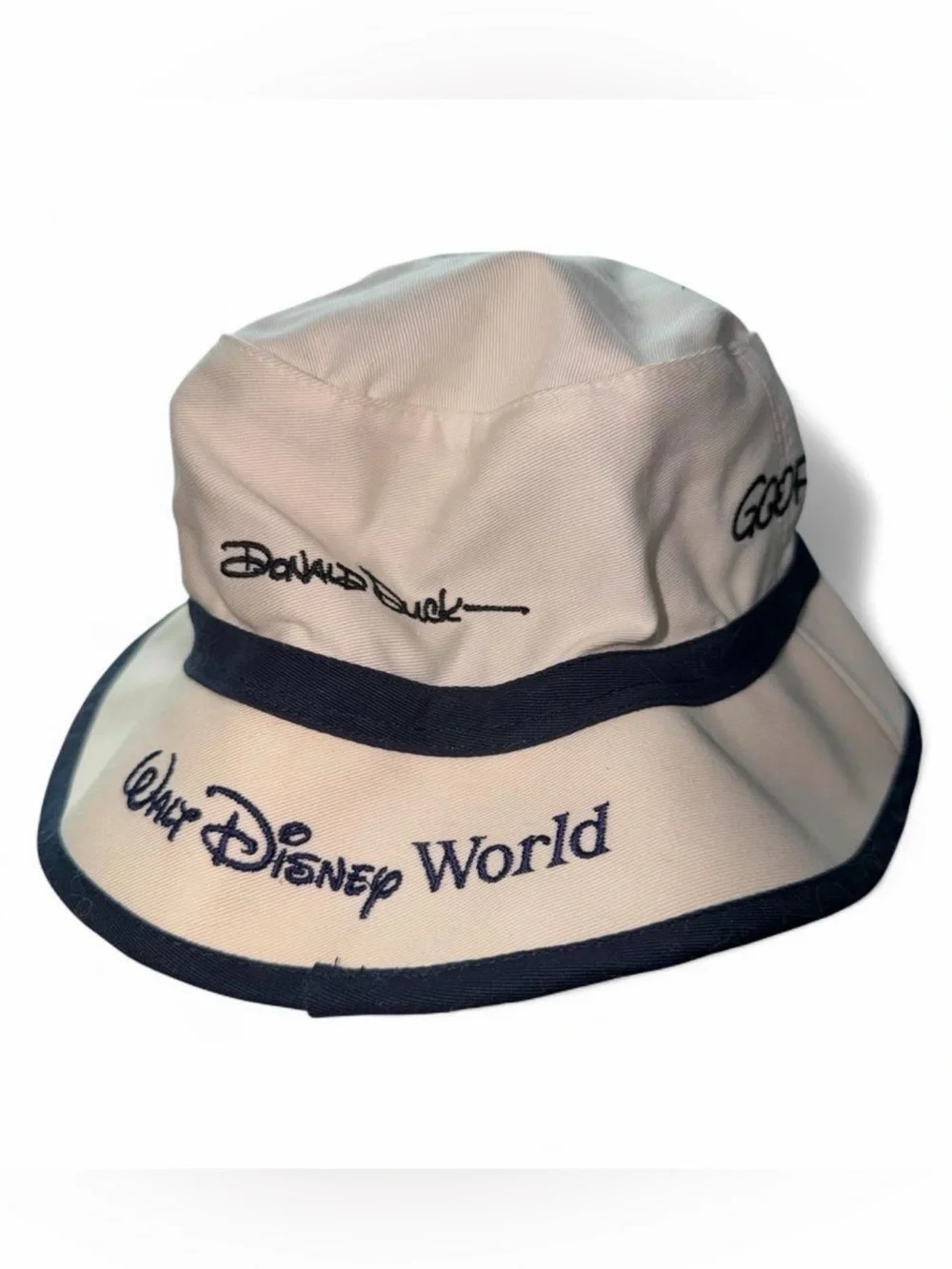 Disney Cream and Navy Bucket Hat with Mickey Mouse & Pluto Embroidery
